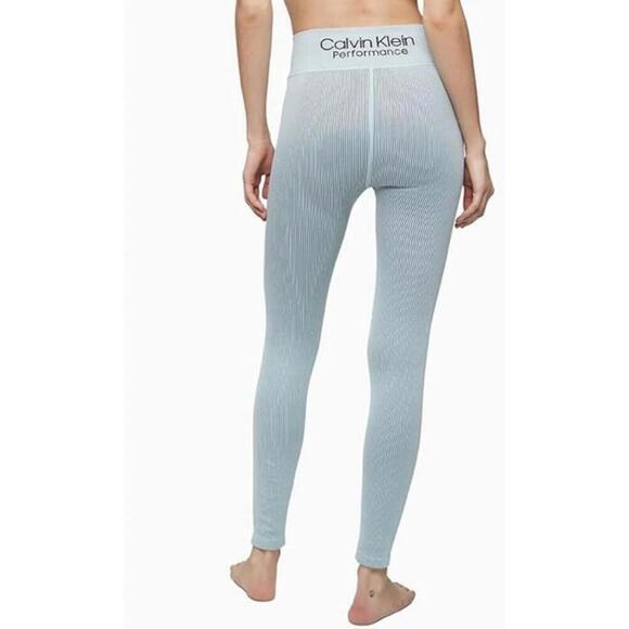 Calvin Klein Performance Women's Active Ribbed 7/8 Length Leggings, Blue sz.M - Picture 2 of 4